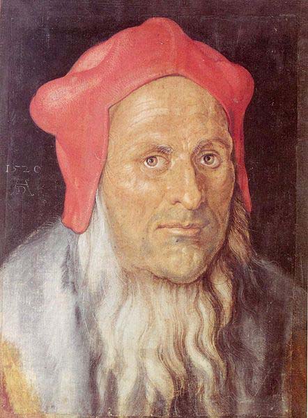 Portrat eines bartigen Mannes mit roter Kappe